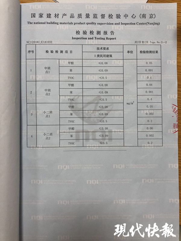 幼儿园装修后家长担心甲醛污染 2次检测结果却不同